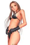  brown_eyes brown_hair gloves long_hair ryu_(artist) simple_background solo swimsuit 