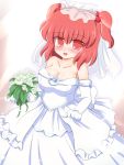  breasts bride dress gloves onozuka_komachi red_eyes red_hair redhead ry touhou wedding_dress 