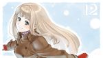  blonde_hair coat gloves green_eyes long_hair original shimotsuki_eight snow winter_clothes 