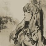  bad_id highres long_hair monochrome patchouli_knowledge ribbon ribbons sepia touhou 
