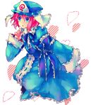  1girl blue_eyes dada_(dolce) hat pink_hair ribbon ribbons saigyouji_yuyuko short_hair touhou 