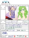  breasts edward_geraldine final_fantasy final_fantasy_iv green_eyes green_hair long_hair marriage_certificate nonrio rydia topless translated translation_request 