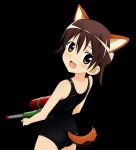  happy highres miyafuji_yoshika one-piece_swimsuit school_swimsuit short_hair strike_witches swimsuit tail vector_trace 
