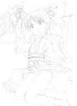  hayasaka_miura japanese_clothes monochrome okiyumi_kase short_hair tengu yotsubato! 