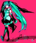  1girl dada_(dolce) green_eyes green_hair hatsune_miku long_hair musical_note musical_notes thighhighs vocaloid 