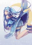  1girl 2017 blue_hair character_name fingerless_gloves from_side gloves hatsune_miku highres long_hair looking_at_viewer musical_note musical_note_print nail_polish skirt solo twintails very_long_hair vocaloid wand wenz yuki_miku 