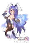  1girl animal_ears ass atte7kusa blue_eyes blue_hair brave_sword_x_blaze_soul breasts bunny_tail bunnysuit copyright_name gloves high_heels highres leotard long_hair looking_at_viewer official_art open_mouth pantyhose rabbit_ears small_breasts solo tail torn_clothes torn_leotard torn_pantyhose very_long_hair 