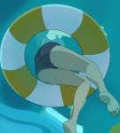  1girl ass barefoot character_request from_below haruyama_kazunori heybot! one-piece_swimsuit solo swimsuit underwater 