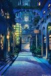  angelmaster arch arsenixc bush city column commentary_request highres night night_sky no_humans outdoors path pillar pot road scenery sky stairs star_(sky) starry_sky tower watermark 