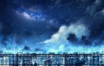  cityscape commentary_request czy_(2894456992) highres milky_way night night_sky no_humans original outdoors railing scenery shooting_star sky skyline star_(sky) starry_sky 