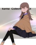  1girl alternate_costume artist_name brown_eyes brown_hair copyright_name earrings eyebrows_visible_through_hair jewelry kantai_collection long_hair long_sleeves nail_polish ooi_(kantai_collection) red_nails smile solo ume_(plumblossom) 