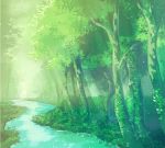  commentary_request dappled_sunlight day forest miso_katsu nature no_humans original outdoors river scenery sunlight tree 