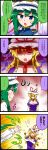  2girls 4koma absurdres blonde_hair breasts cleavage comic commentary_request green_eyes green_hair highres large_breasts multiple_girls noel_(noel-gunso) shiki_eiki touhou translation_request yakumo_yukari 