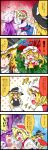  4koma absurdres alice_margatroid blonde_hair comic commentary_request flandre_scarlet hat highres kirisame_marisa multiple_girls noel_(noel-gunso) parasol patchouli_knowledge touhou umbrella vampire witch witch_hat 