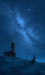  building commentary_request field grass highres hill milky_way night night_sky no_humans outdoors path pochi_(poti1990) road ruins scenery sky star_(sky) starry_sky telephone_pole tower utility_pole 