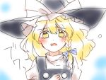 1girl blonde_hair blush braid crying crying_with_eyes_open d: hat kirisame_marisa long_hair looking_at_viewer messy_hair open_mouth puffy_short_sleeves puffy_sleeves short_sleeves single_braid sketch solo tears touhou vest wavy_hair witch_hat yellow_eyes yururi_nano 