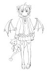  ahoge bangs blunt_bangs braid child closed_mouth demon_girl demon_horns demon_tail demon_wings eyebrows_visible_through_hair full_body greyscale holding holding_stuffed_animal horns jacket lilim_(monster_girl_encyclopedia) lineart long_hair looking_at_viewer maritan_(pixelmaritan) monochrome monster_girl monster_girl_encyclopedia pleated_skirt pointy_ears ribbon runa shirt shoes simple_background skirt standing stuffed_animal stuffed_toy succubus tail thigh-highs twin_braids white_background wings 