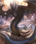  artist_request clouds cloudy_sky cygames dragon dragon_horns dragon_wings fins genesis_dragon horns no_humans official_art scales shadowverse shingeki_no_bahamut sky spines spire wings 