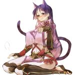  1girl animal_ears black_hair blush breasts cat_ears cat_tail fate/grand_order fate_(series) huge_breasts long_hair minamoto_no_raikou_(fate/grand_order) sitting smile solo tail very_long_hair violet_eyes 