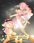  1girl audino blue_eyes choyi hat highres looking_at_viewer multicolored_hair open_mouth personification pink_hair pokemon pokemon_(creature) pokemon_(game) pokemon_bw smile top_hat twintails two-tone_hair 