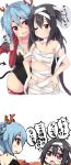  2girls absurdres amano_kouki commentary_request halloween highres long_hair multiple_girls note-chan original simple_background translation_request 