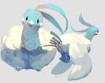  altaria black_eyes fluffy flying from_side grey_background looking_at_viewer manino_(mofuritaionaka) no_humans pokemon pokemon_(creature) signature simple_background 