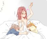  15kasikaze15 3girls ahoge bed bed_sheet blush grey_hair hickey highres long_hair love_live! love_live!_school_idol_project love_live!_sunshine!! multiple_girls nude orange_hair pillow redhead sakurauchi_riko short_hair silver_hair sleeping takami_chika watanabe_you yellow_eyes yuri zzz 