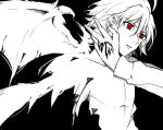 1boy ahoge bangs black_background command_spell dragon_wings eyebrows_visible_through_hair fate/apocrypha fate_(series) greyscale male_focus monochrome multiple_monochrome red_eyes short_hair sieg_(fate/apocrypha) solo solo_focus sooru0720 wings 