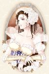 1girl breasts cleavage dress flower maronee_san princess_white_rose rose saga saga_frontier solo violet_eyes white_rose 