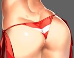  1girl 92m ass bikini bikini_bottom close-up dimples_of_venus fate/grand_order fate_(series) grey_background nero_claudius_(swimsuit_caster)_(fate) saber_extra side-tie_bikini simple_background solo striped_bikini_bottom swimsuit 