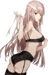  1girl aiko_(kanl) ass blush bra fate/grand_order fate_(series) florence_nightingale_(fate/grand_order) highres long_hair looking_at_viewer red_eyes solo underwear white_background white_hair 