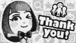  absurdres annotation_request bangs blunt_bangs bow bowtie collaboration collage commentary english highres incredibly_absurdres mii_(nintendo) miiverse monochrome nintendo one_eye_closed outstretched_arms smile thank_you 