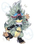  /\/\/\ 1girl aqua_pupils arm_at_side arm_up bare_shoulders belt bird_tail black_legwear black_shirt bottomless claws crop_top detached_sleeves digitigrade feathers flat_chest full_body fur_collar gem goggles goggles_on_head highres ibuki_(xenoblade) leg_up long_sleeves monster_girl no_nose open_mouth shirt simple_background sleeveless sleeveless_shirt sleeves_past_wrists solo sonika_(artist) standing standing_on_one_leg tail talons toeless_legwear tongue triangle_mouth violet_eyes white_background xenoblade xenoblade_2 