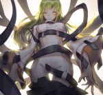  1girl breasts c.c. code_geass green_hair krin long_hair looking_at_viewer one_eye_closed solo straitjacket yellow_eyes 