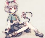  bloomers dise looking_at_viewer nazrin simple_background sitting touhou underwear 
