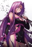  breasts cleavage cleavage_cutout detached_sleeves dress facial_mark fate/grand_order fate/stay_night fate_(series) forehead_mark long_hair mkd78236 purple_hair rider side_cutout strapless strapless_dress very_long_hair 