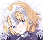  1girl absurdres blonde_hair blue_eyes blush dakimakura face fate/apocrypha fate_(series) gauntlets headpiece highres kirishima_noa looking_at_viewer open_mouth ruler_(fate/apocrypha) solo 