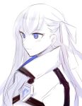  1girl aoki_shizumi bangs blue_eyes blush fate/extra fate/extra_ccc fate_(series) hair_ribbon long_hair meltlilith partially_colored portrait ribbon simple_background sketch smile solo white_background 
