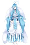  altaria androgynous antenna_hair asame21 blue_eyes blue_hair full_body hand_on_hip highres long_hair looking_at_viewer personification pokemon standing 