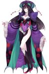  1girl asame21 black_hair black_legwear breasts cleavage covered_navel full_body fur_trim hair_ornament headpiece high_heels highres long_hair looking_at_viewer nail_polish noivern personification pokemon red_footwear red_nails smile standing wide_sleeves 