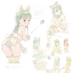  6+girls :d all_fours animal_ears apron ass bangs bare_shoulders blue_bow blue_bra blue_eyes blue_hair blue_legwear blue_neckwear blue_panties blush bow bowtie bra cat_ears closed_mouth detached_collar eyebrows_visible_through_hair fake_animal_ears frilled_apron frills green_bow green_bra green_eyes green_hair green_legwear green_neckwear green_panties head_tilt highres kneehighs kokudou_juunigou lace lace-trimmed_thighhighs long_hair looking_at_viewer looking_away looking_back looking_to_the_side maid maid_headdress mary_janes multiple_girls nearly_naked_apron open_mouth original panties red_bra red_eyes red_neckwear red_panties redhead shoes side-tie_panties simple_background sitting smile standing striped striped_bra striped_panties thigh-highs translation_request underwear waist_apron white_apron white_background white_collar white_footwear wing_collar wrist_cuffs yokozuwari 