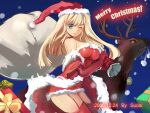  ;p blush christmas garter_belt hat long_hair santa santa_costume santa_hat suoni_(deeperocean) thigh-highs thighhighs tongue wink 