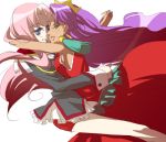  blue_eyes breast_press breasts dress epaulettes glasses green_eyes himemiya_anthy hug long_hair mgr_(kougetsu) mgr_(pixiv181904) multiple_girls mutual_yuri pink_hair purple_hair revolutionary_girl_utena shoujo_kakumei_utena tenjou_utena uniform very_long_hair yuri 