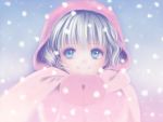  blue_eyes highres hina_ichigo hood mittens rozen_maiden short_hair smile snow toshi_hiroshi 