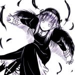 enokids feathers frills hairband long_hair lowres rozen_maiden suigintou wings 