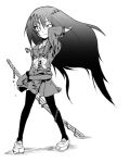  chains gengorou katana long_hair monochrome school_uniform shakugan_no_shana shana skirt sword thighhighs weapon 
