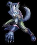  black_eyes claws furry gloves iwaya_p solo star_fox starfox tail white_hair wolf_o&#039;donnell wolf_o'donnell 