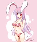 animal_ears bikini blush breasts bunny_ears long_hair mahan pink_hair rabbit_ears red_eyes reisen_udongein_inaba smile swimsuit touhou