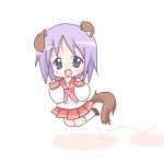  blue_eyes chibi dog_ears hiiragi_tsukasa jumping lowres lucky_star purple_hair sakuramori_sumomo school_uniform serafuku short_hair tail 