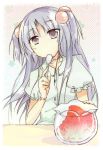  clannad furui_suguri hair_bobbles hair_ornament ichinose_kotomi lowres shaved_ice spoon two_side_up 